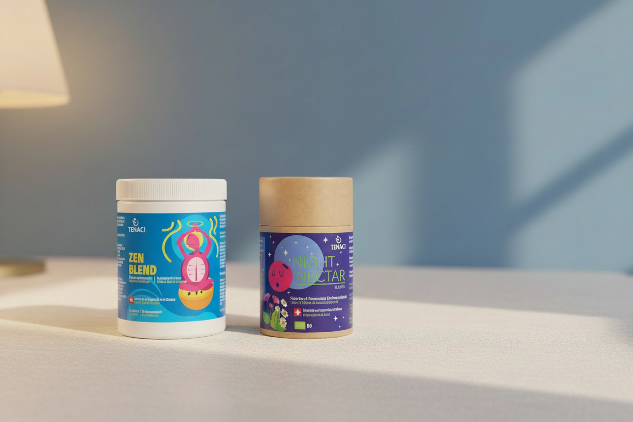 Zen Blend e Night Nectar in un ambiente serale rilassante, senza testo aggiunto